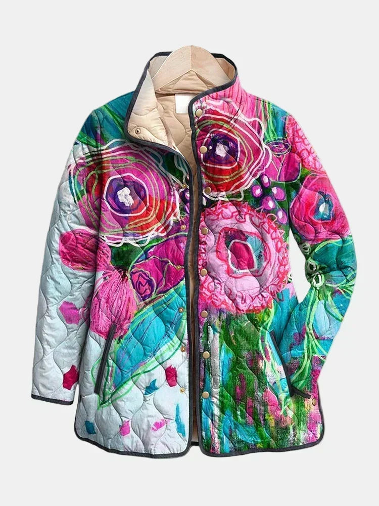 Iris | Watercolour Floral Quilted Jacket
