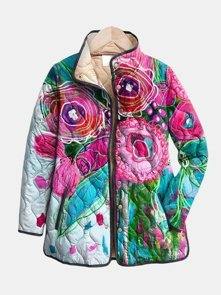 Iris | Watercolour Floral Quilted Jacket