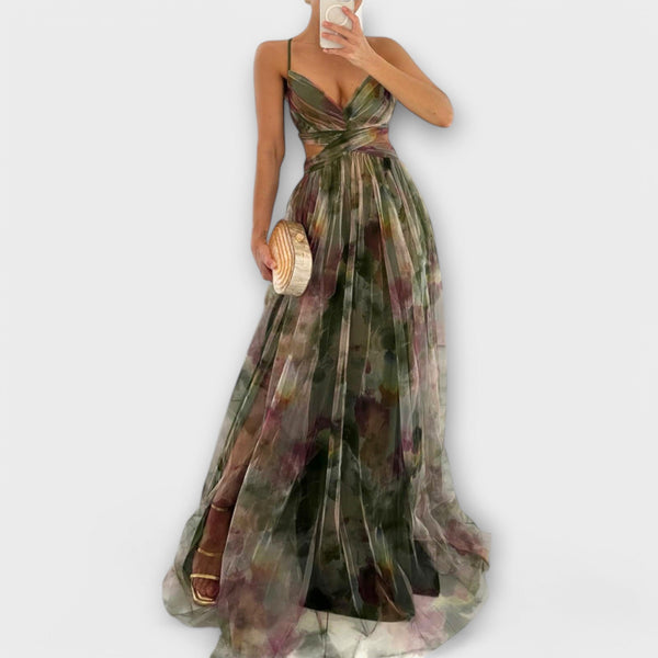 Annai Mesh Maxi Dress | Elegant and Figure-Shaping
