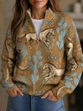 Kathryn | Horse & Cactus Print Zip-Up Cardigan