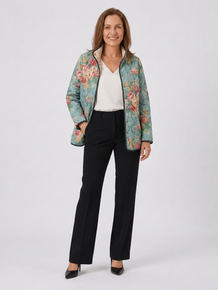 Clementine | Celadon Rose Quilted Jacket