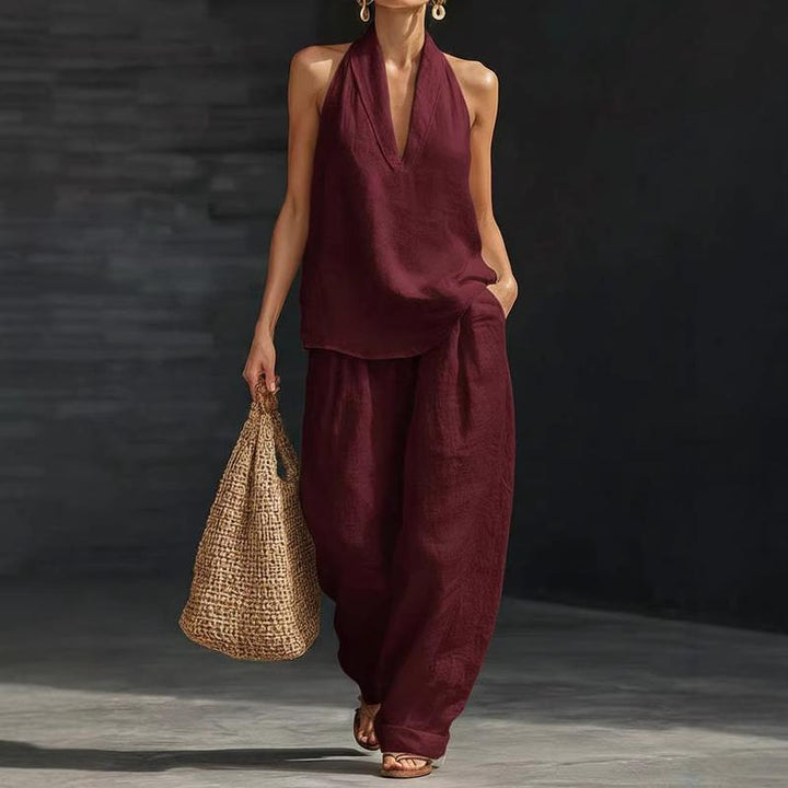 Hildegard | Two-Piece Set in Textured Linen Fabric
