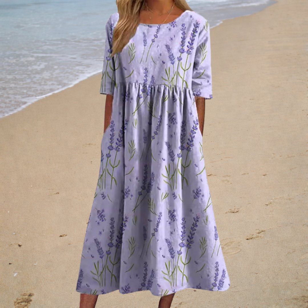 Romantic | Soft Round-Neck Midi Dress