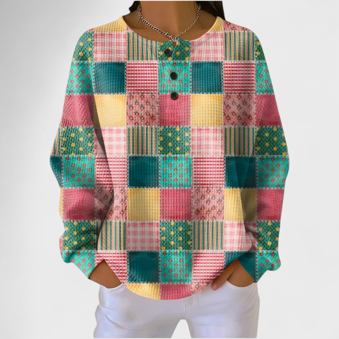 Agnes - Jumper with Colourful Patchwork Pattern