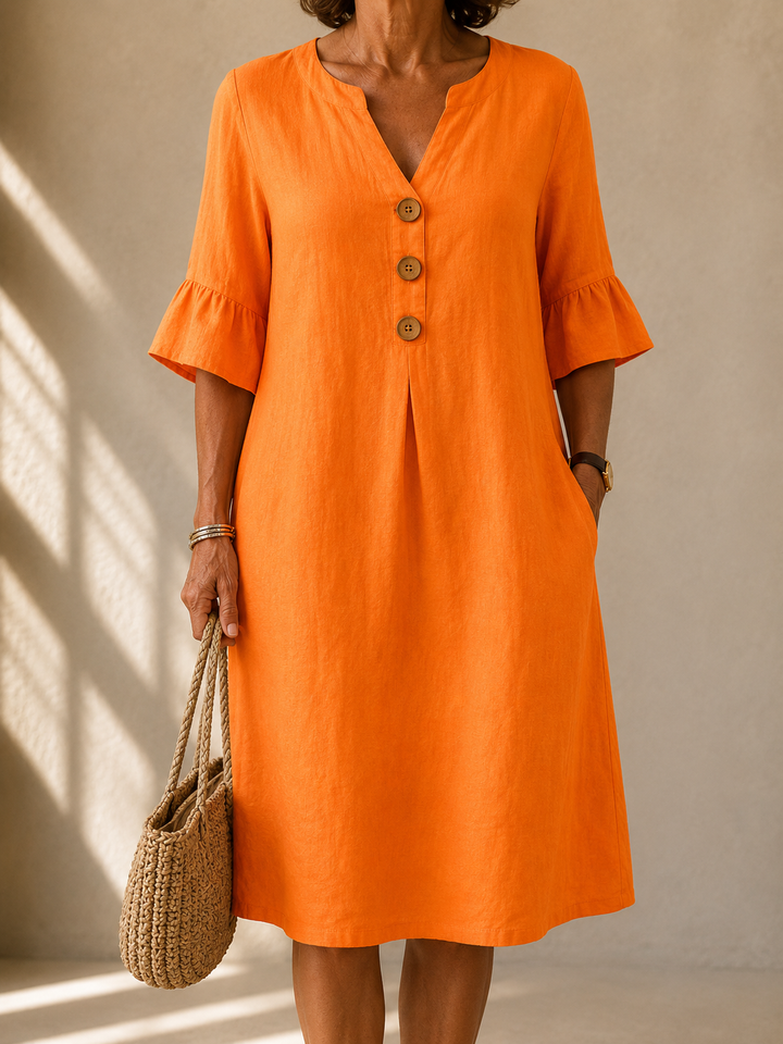 Buttoned V-Neck Dress Mathilde