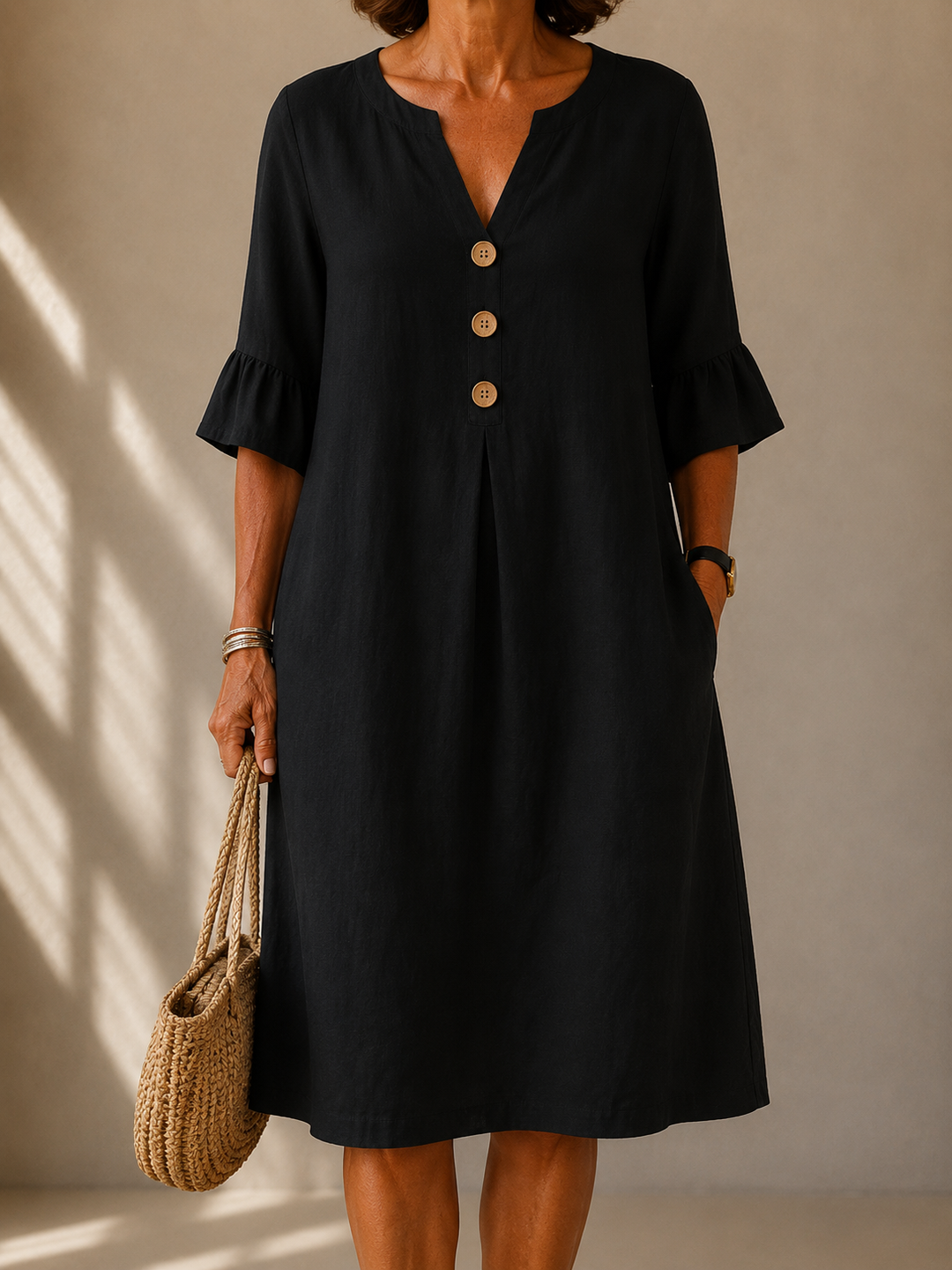 Buttoned Dress with Fluid Cut Isabelle