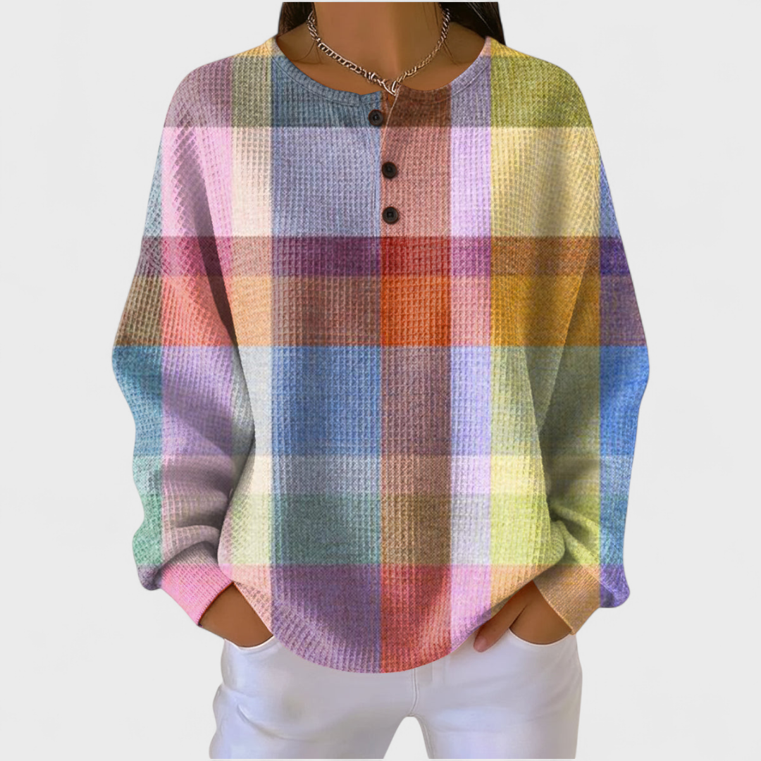 Adèle - Jumper with Colourful Check Pattern