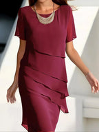 Monica | Tiered Short Sleeve Midi Dress