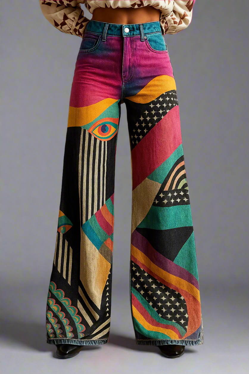 Sophia | Stylish Wide-Leg Graphic Trousers