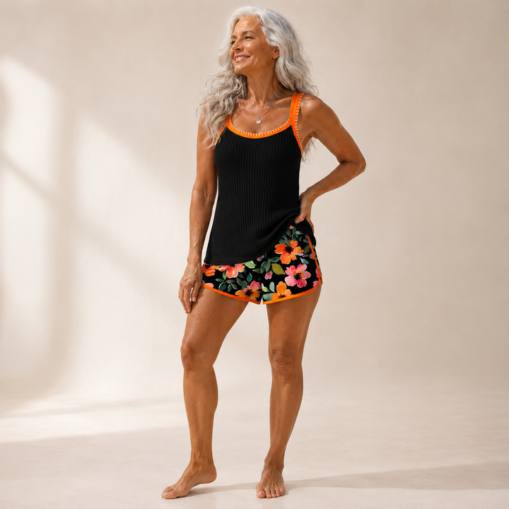 Valeria - Elegant Tankini with Floral Shorts