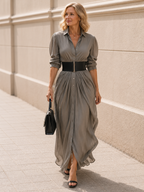 Zahara | Belted Pleated Maxi Dress