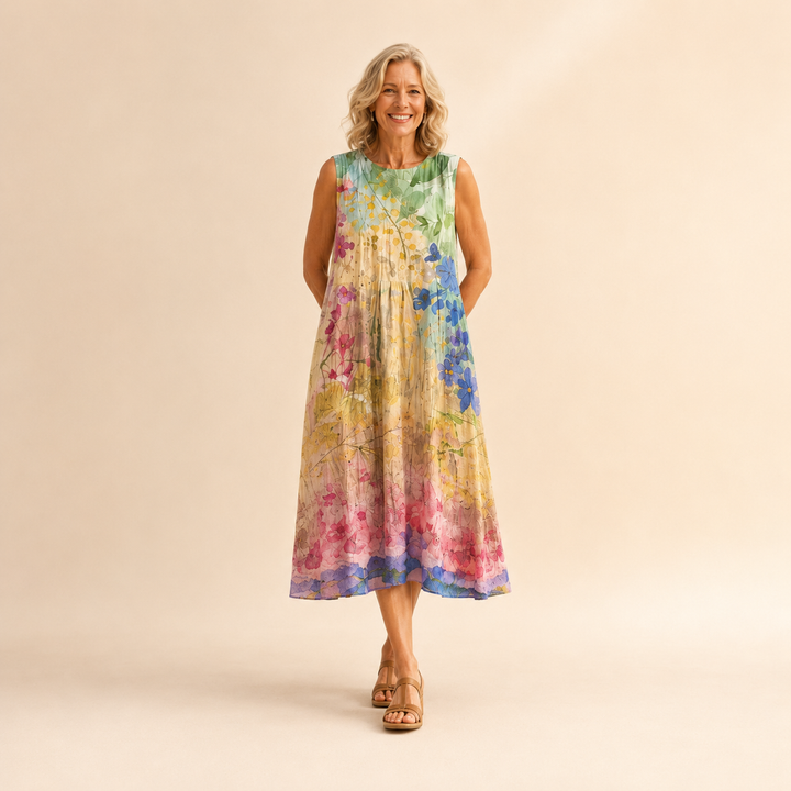 Sleeveless | Round-Neck Midi Dress