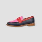 Beatrice | Pink & Navy Penny Loafers