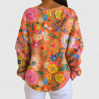 Florence | Orange Jumper with Colourful Floral Pattern