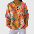 Florence | Orange Jumper with Colourful Floral Pattern