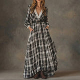 Marisela | Belted Check Maxi Dress