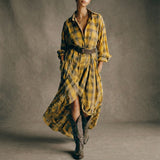 Abril | Belted Check Shirt Dress