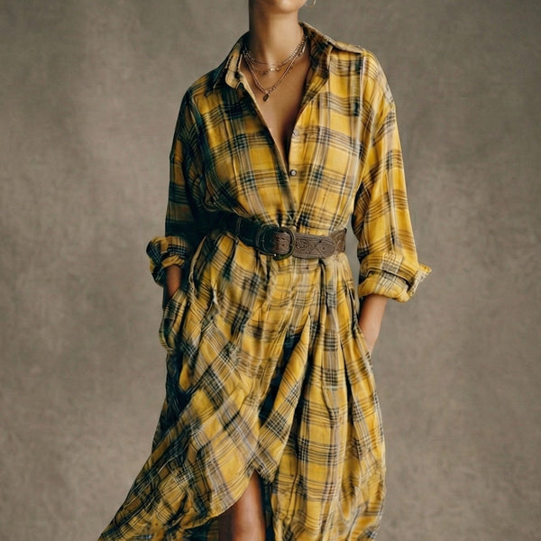 Abril | Belted Check Shirt Dress