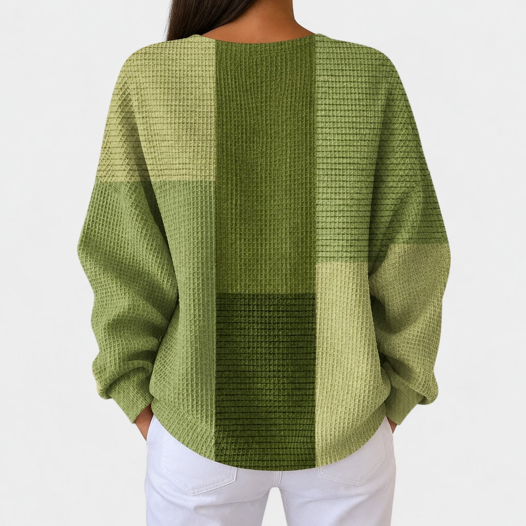 Harriet | Olive Green Jumper with Colour Block
