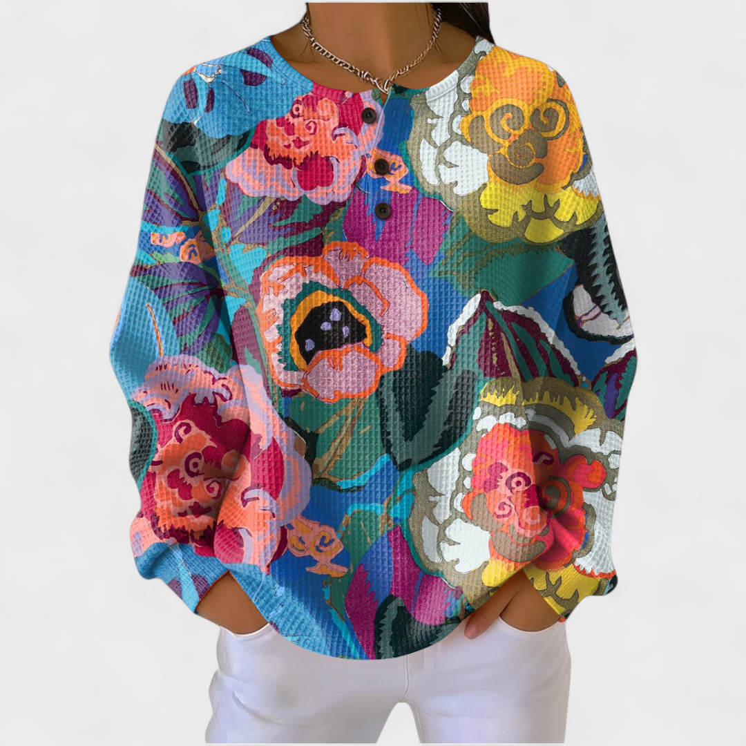 Ida - Jumper with Large Colourful Flowers