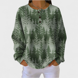 Isla | Green Jumper with Classic Christmas Tree Pattern