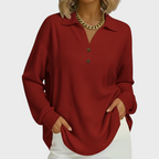 Laura | Orange Jumper with Polo Collar
