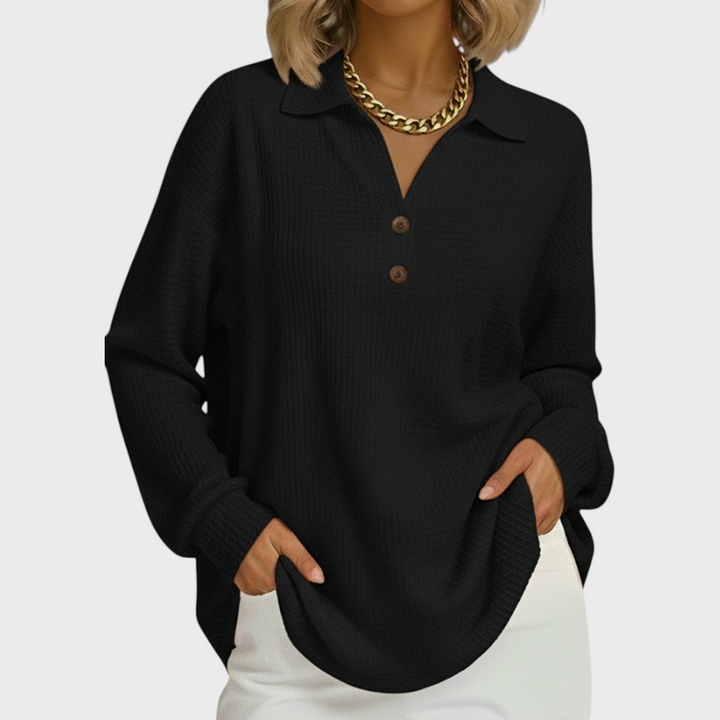 Laura - Orange Jumper with Polo Collar