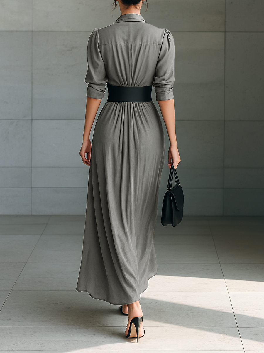 Zahara | Belted Pleated Maxi Dress