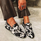 Darcy | Monochrome Cow Print Loafers