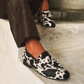 Darcy | Monochrome Cow Print Loafers