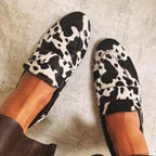 Darcy | Monochrome Cow Print Loafers