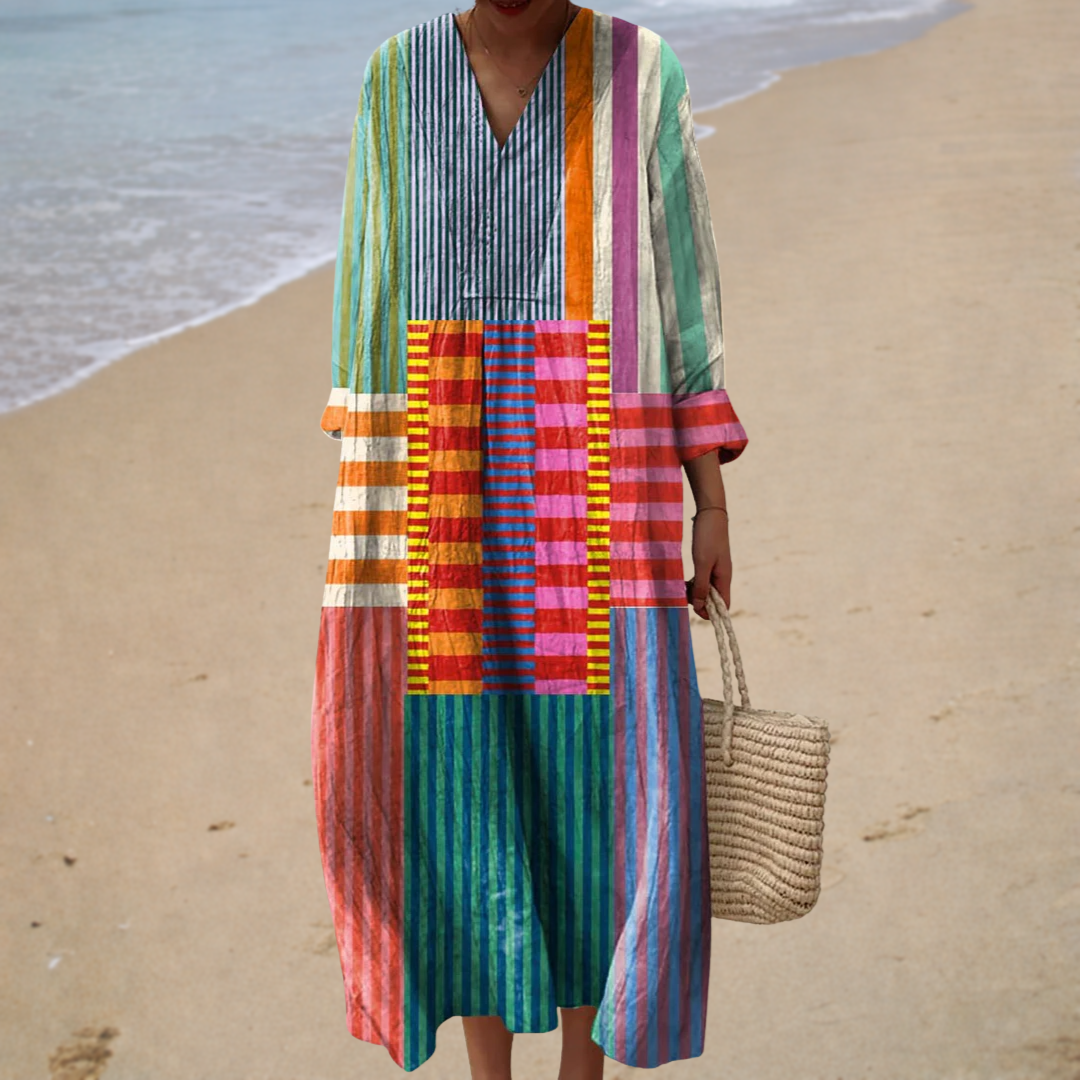 Colourblock | Three-Quarter Sleeve Maxi Dress