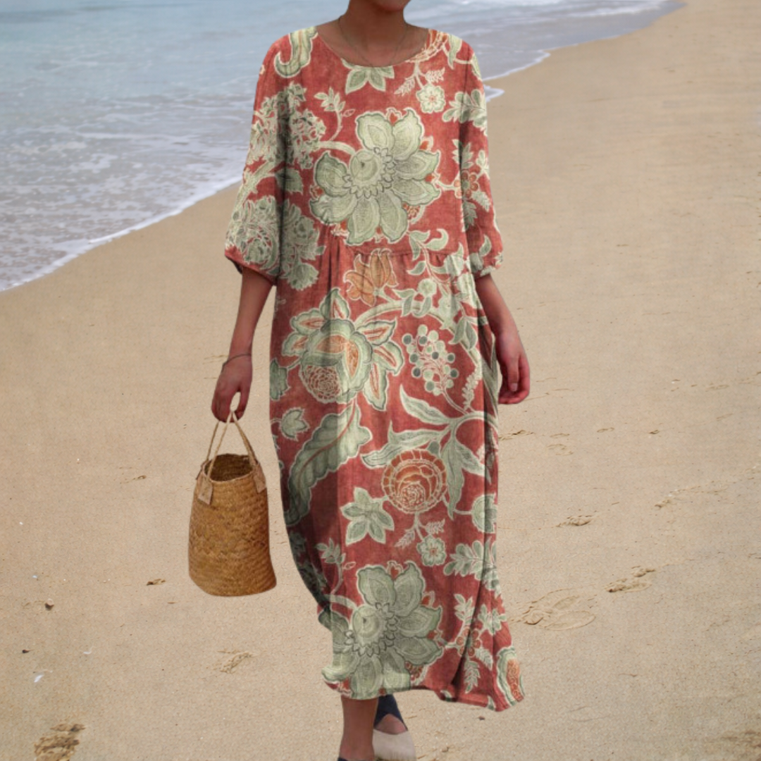 Floral | Puffed Sleeve Maxi Dress