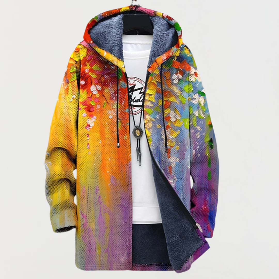 Cordelia | Women's Hooded Abstract-Print Coat