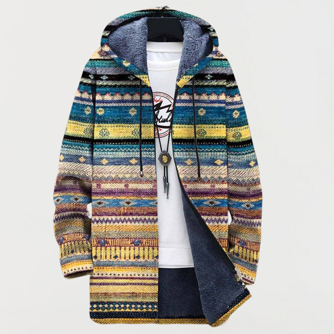 Constance | Women's Geometric-Print Hooded Coat