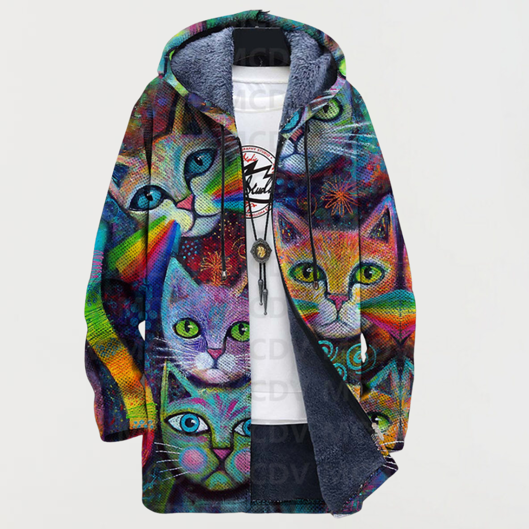 Matilda | Women's Hooded Rainbow-Print Coat