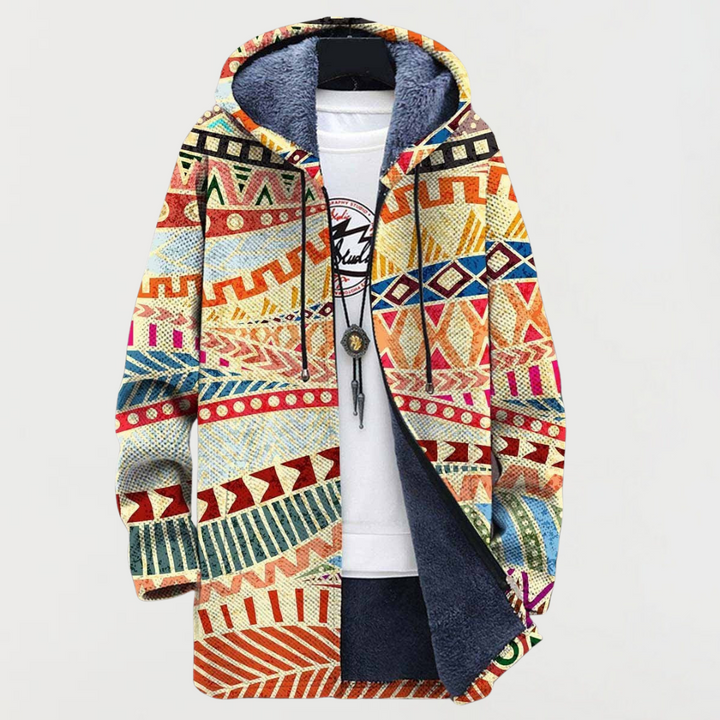 Vivien | Women's Hooded Geometric-Print Coat