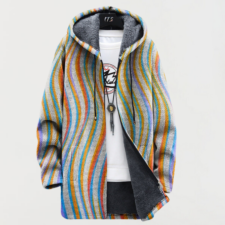 Violet | Women's Hooded Wavy-Stripe Coat