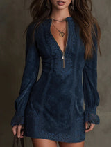 Short Suede Lace Dress Feminine & Sophisticated