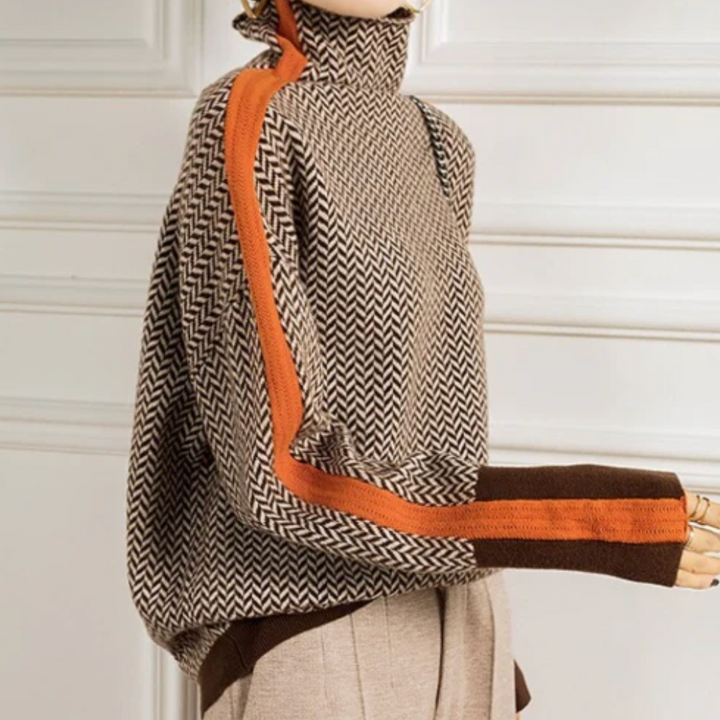 Famke | Luxe Roll Neck in Chevron
