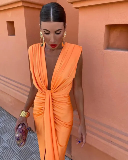 Selena | Fiery Drape Dress