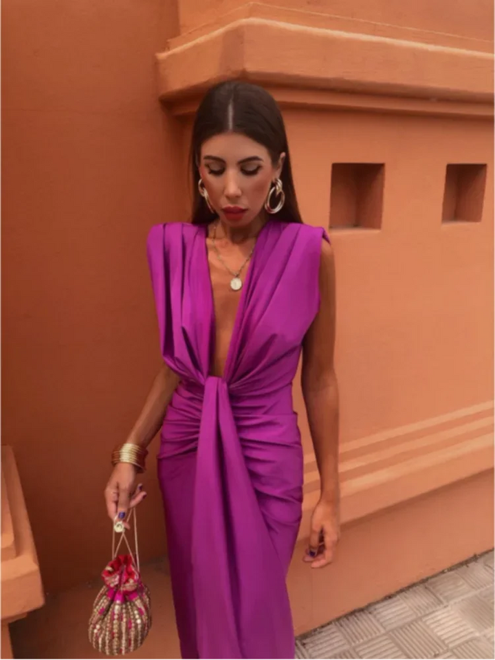 Selena | Fiery Drape Dress