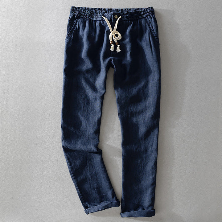 Harrington 100% Linen Trousers with Easy Waist Comfort