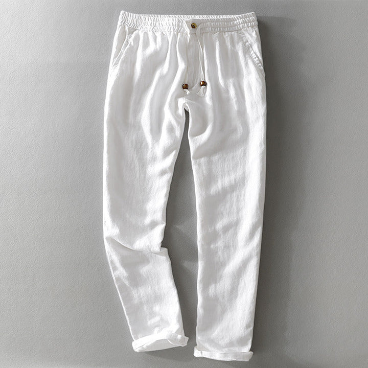 Harrington 100% Linen Trousers with Easy Waist Comfort