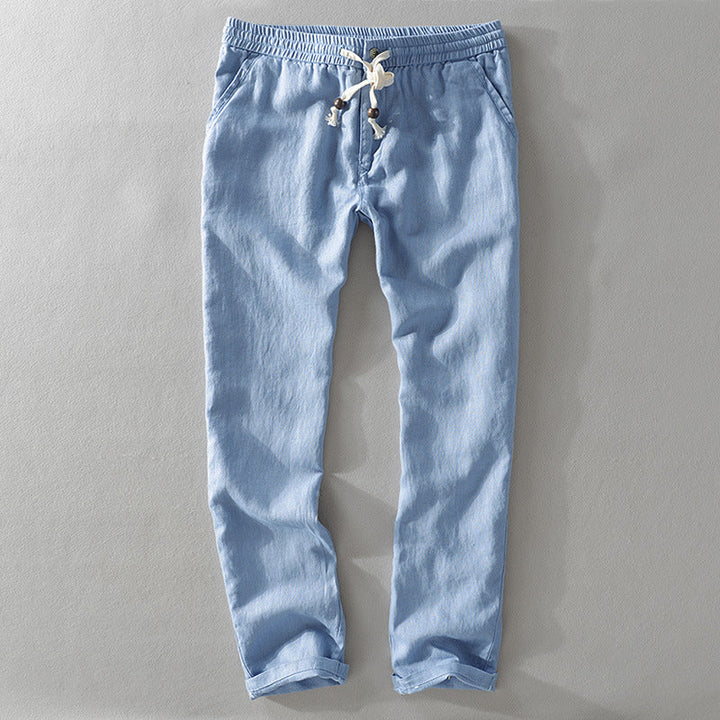 Harrington 100% Linen Trousers with Easy Waist Comfort