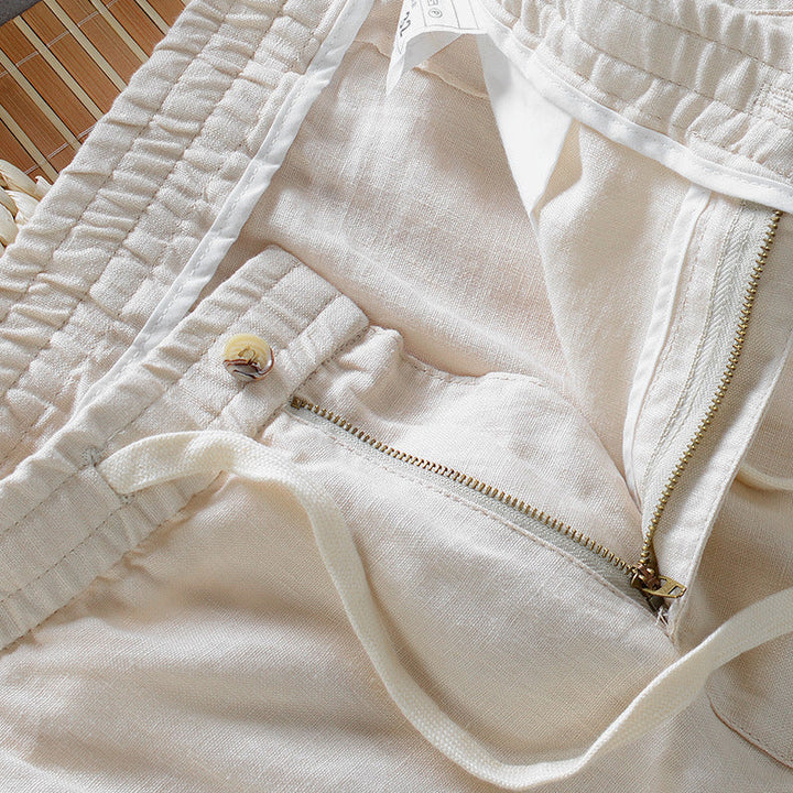 Harrington 100% Linen Trousers with Easy Waist Comfort