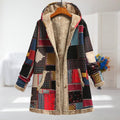Ilaria | Patchwork Print Fleece-Lined Hooded Coat