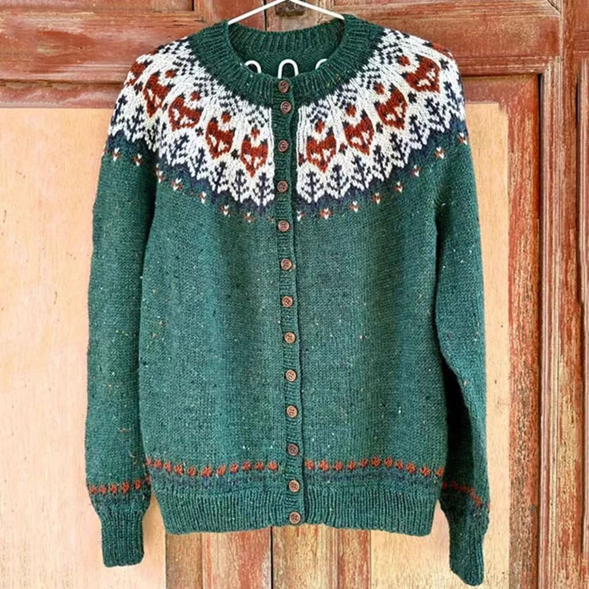 Isla | Teal and Cream Icelandic Cardigan