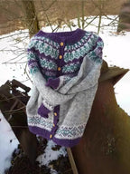 Naomi | Grey and Purple Icelandic Cardigan