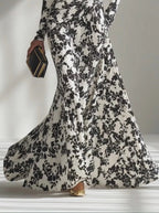 Nikita | Black & White Floral High-Neck Maxi Dress